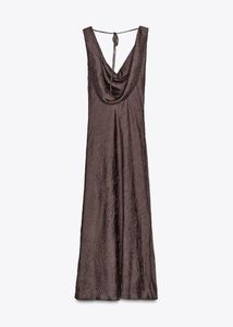 ZARA Crinkle- Effect Satin MIDI Dress