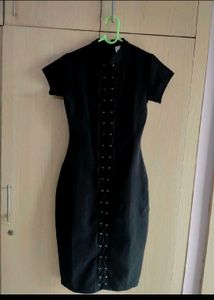 Black Lace-Up Mini Dress