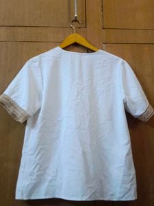 White Top with Lace Trim