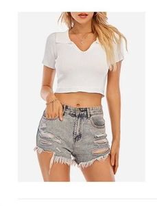 Distressed Denim Shorts