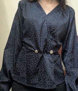 Elegant Blue Peplum Top