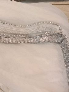 Beautiful White Net Duppatta With Heavy Silver Less