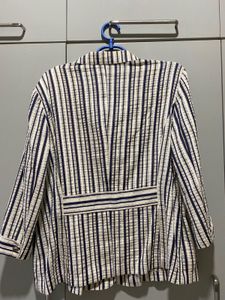 Striped Button-Down Blazer