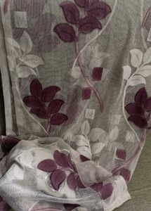 Set Of 2 Long Elegant Floral Embroidered Curtai