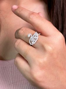 Zirconia Diamond Ring Pure Silver 925