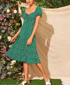 Green Floral Midi Dress