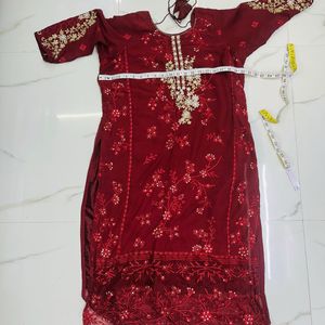 Maroon Embroidered Georgette Suit