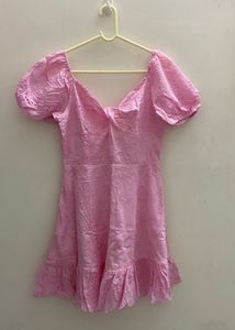 Pink Embroidered Mini Dress