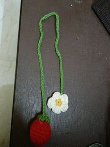 Crochet Strawberry &amp; Flower charm