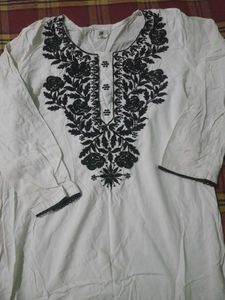 Embroidered White Kurta