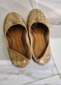 Gold Embroidered Jutti For Girls
