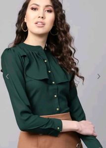 Elegant Green Ruffle Top