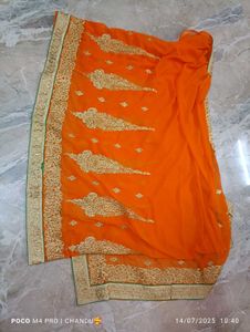 Orange Embroidered Saree