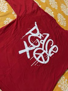 Unisex Red T-Shirt Oversized