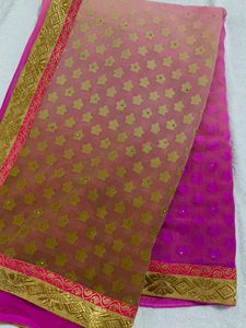 Elegant Pink &amp; Gold Saree