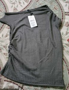 Gray One-Shoulder Top