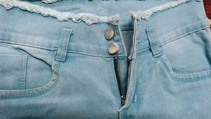 Light Blue Distressed High-Waist Jeans