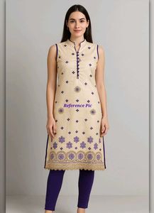 Elegant Cream & Purple Embroidered Kurta Set 💜