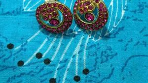 Price Drop- Pink AD Stone Necklace With earring