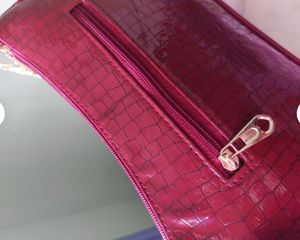 Burgundy Faux Croc Shoulder Bag