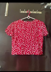 Red Tie Knot Crop Top