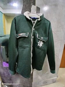 Green Quilted Jacket with Sherpa Collar