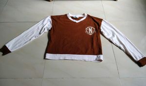 Wednesday Brown &amp; White Varsity Sweater