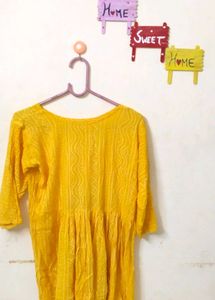 Yellow Printed Kurta
