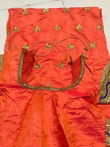 Orange Festive Saree With Blouse