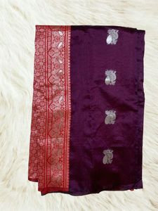 Purple Silver Peacock Saree