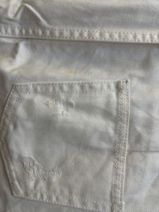 Distressed White Denim Mini Skirt