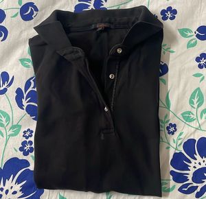 Women Polo Neck Black Tshirt