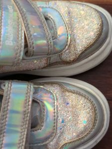 Girls Silver Glitter Sneakers