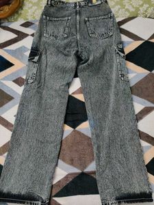 Acid Wash Cargo Jeans