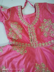 Pink &amp; Gold Anarkali Dress