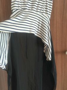 Striped Asymmetrical High-Low Tunic Top