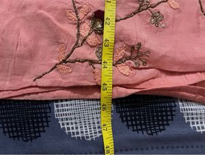 Peach Embroidered Kurti - Floral Work - Size L