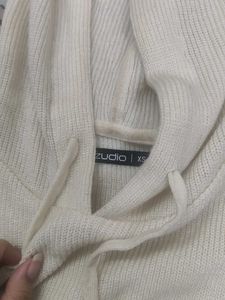 White Knit Hoodie