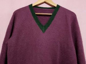 Purple V-Neck Pullover Sweater