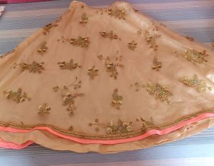 Kids Embroidered Peach Lehenga Skirt