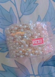 Pearl &amp; Rhinestone Bangle Set