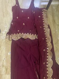Maroon Embellished Suit