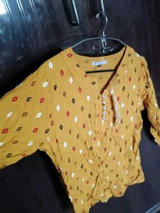 Mustard Printed Top