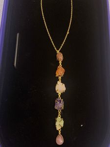 Natural Gemstone Tie Pendant Necklace