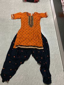 Dhoti Patilya Dress( Orange And Black)