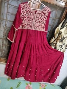 Embroidered Yellow Kurti