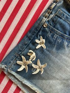 FLOWER SUMMER MINI DENIM  SHORTS