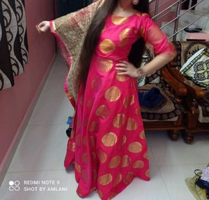 Pink Kurta & Worked Dupatta