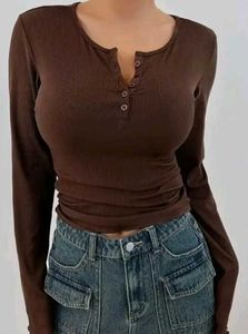 Rust Ribbed Knit Top