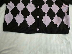 Argyle Cardigan - Trendy Knitwear fits S/M